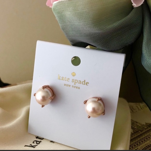 🎀Kate Spade Rose Gold Pearl Gumdrop Stud Earrings - Picture 5 of 7